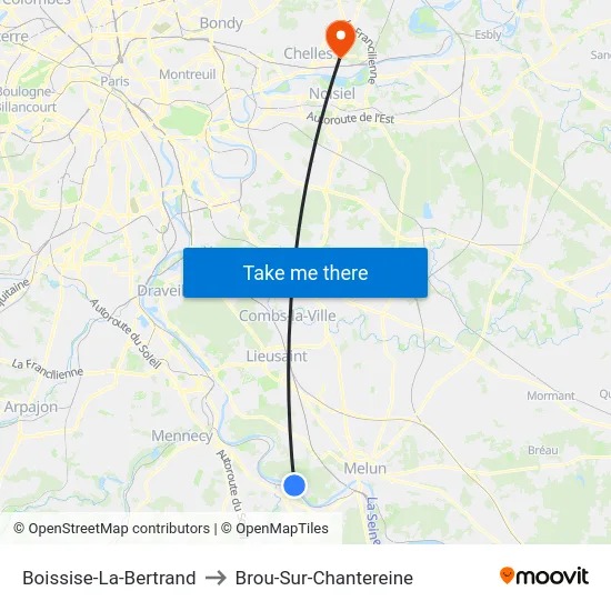 Boissise-La-Bertrand to Brou-Sur-Chantereine map