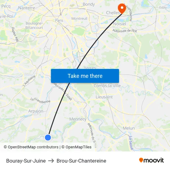 Bouray-Sur-Juine to Brou-Sur-Chantereine map