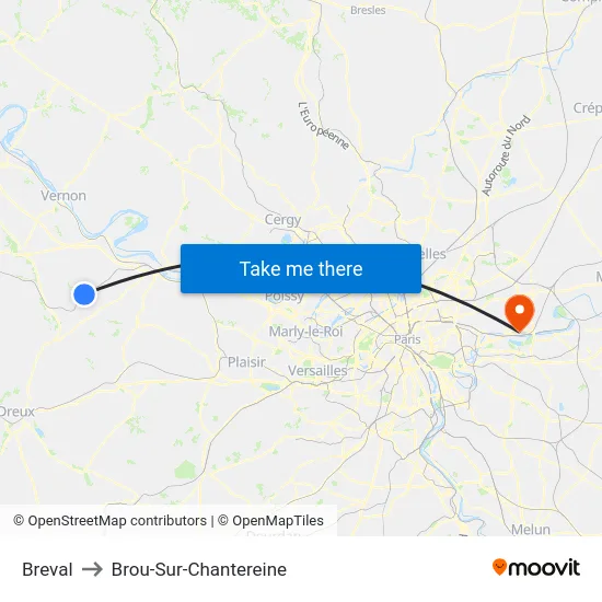 Breval to Brou-Sur-Chantereine map