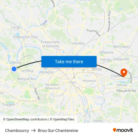 Chambourcy to Brou-Sur-Chantereine map