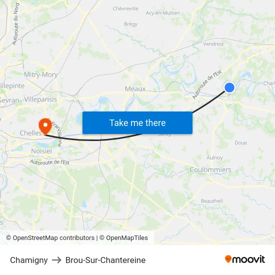 Chamigny to Brou-Sur-Chantereine map