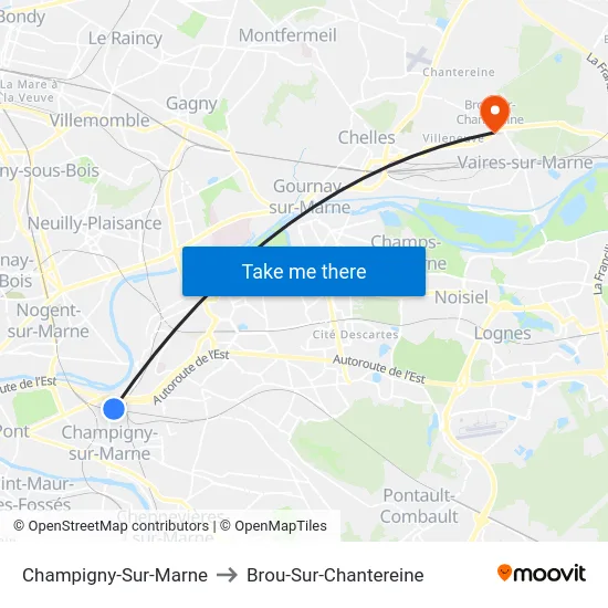 Champigny-Sur-Marne to Brou-Sur-Chantereine map