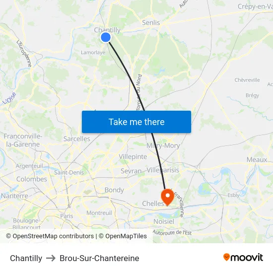 Chantilly to Brou-Sur-Chantereine map
