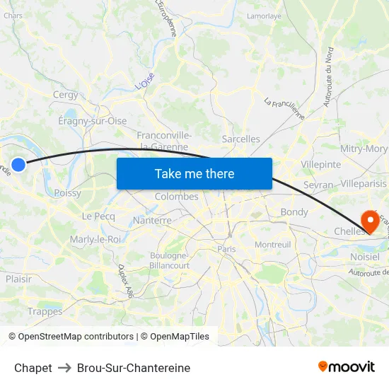 Chapet to Brou-Sur-Chantereine map