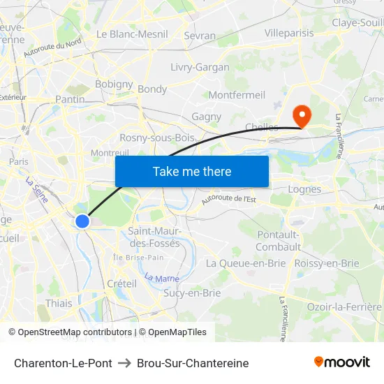 Charenton-Le-Pont to Brou-Sur-Chantereine map