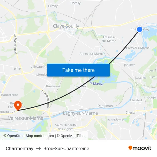 Charmentray to Brou-Sur-Chantereine map