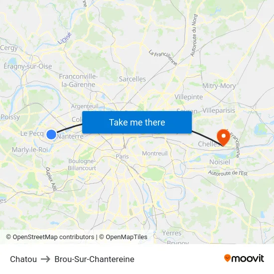 Chatou to Brou-Sur-Chantereine map