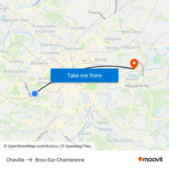 Chaville to Brou-Sur-Chantereine map