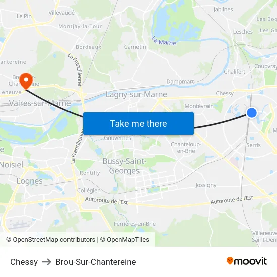 Chessy to Brou-Sur-Chantereine map