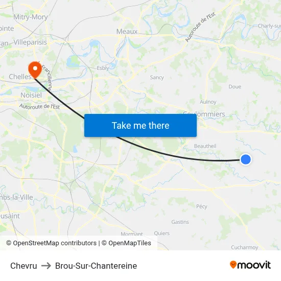 Chevru to Brou-Sur-Chantereine map