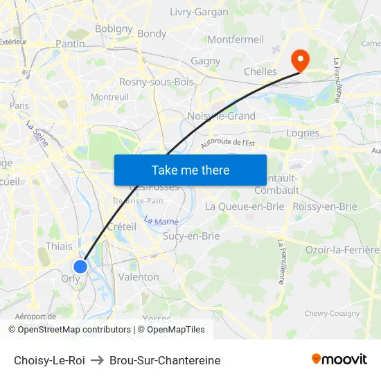 Choisy-Le-Roi to Brou-Sur-Chantereine map