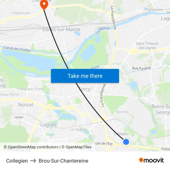 Collegien to Brou-Sur-Chantereine map
