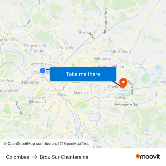 Colombes to Brou-Sur-Chantereine map
