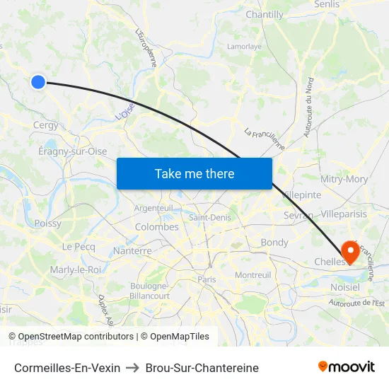 Cormeilles-En-Vexin to Brou-Sur-Chantereine map