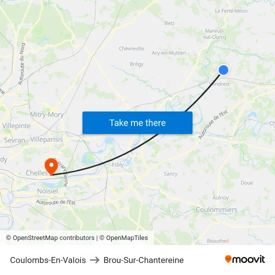 Coulombs-En-Valois to Brou-Sur-Chantereine map