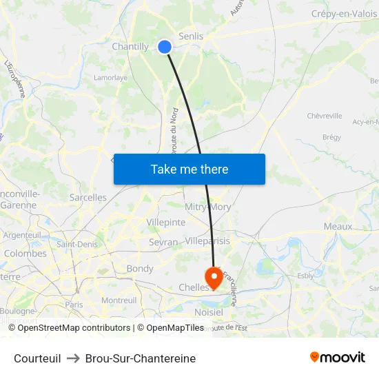Courteuil to Brou-Sur-Chantereine map