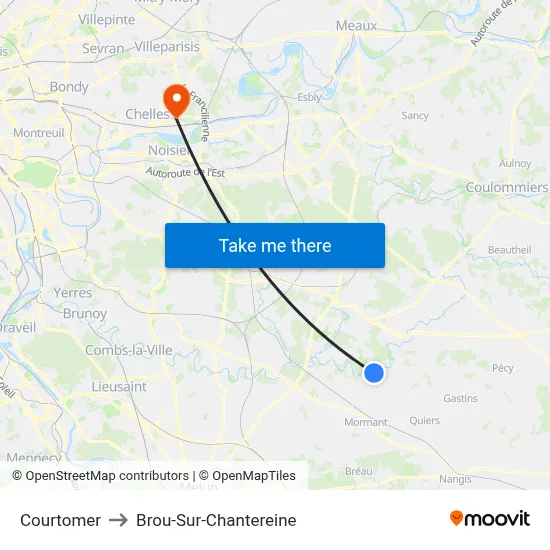 Courtomer to Brou-Sur-Chantereine map
