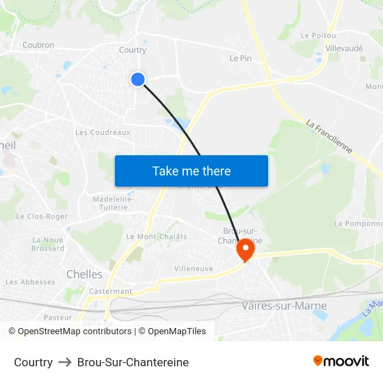 Courtry to Brou-Sur-Chantereine map