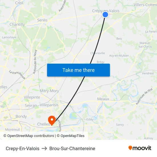 Crepy-En-Valois to Brou-Sur-Chantereine map