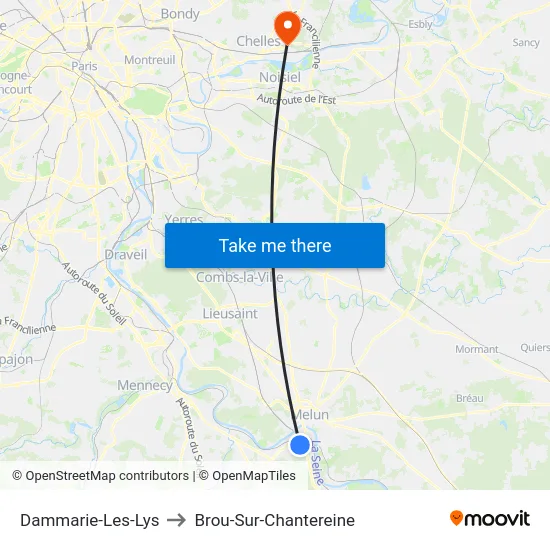 Dammarie-Les-Lys to Brou-Sur-Chantereine map