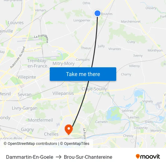 Dammartin-En-Goele to Brou-Sur-Chantereine map