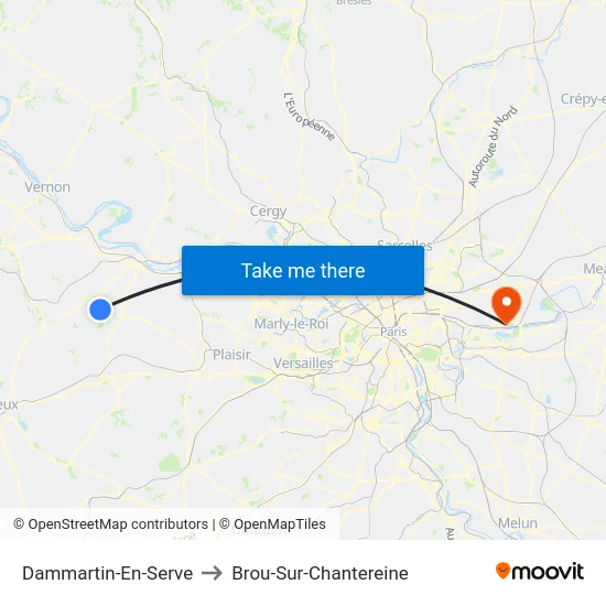 Dammartin-En-Serve to Brou-Sur-Chantereine map