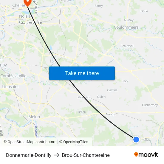 Donnemarie-Dontilly to Brou-Sur-Chantereine map