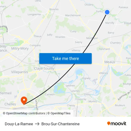 Douy-La-Ramee to Brou-Sur-Chantereine map