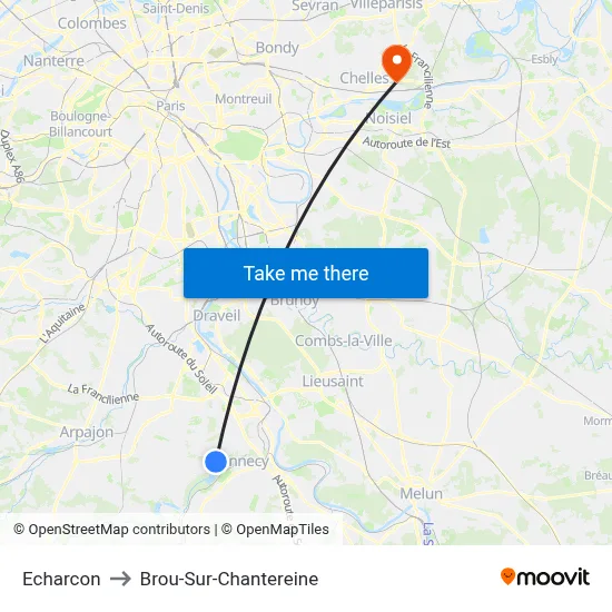 Echarcon to Brou-Sur-Chantereine map