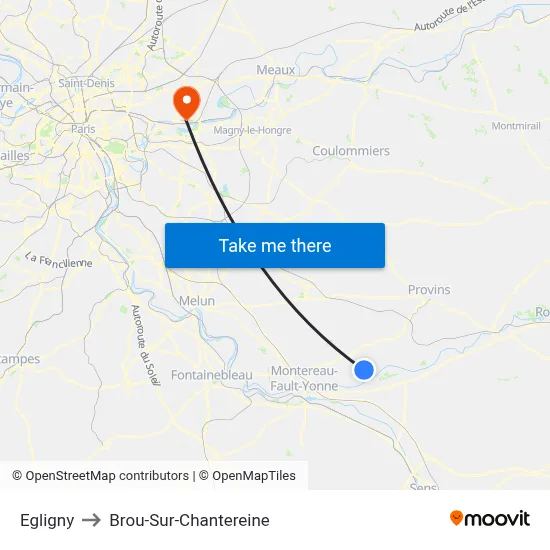 Egligny to Brou-Sur-Chantereine map