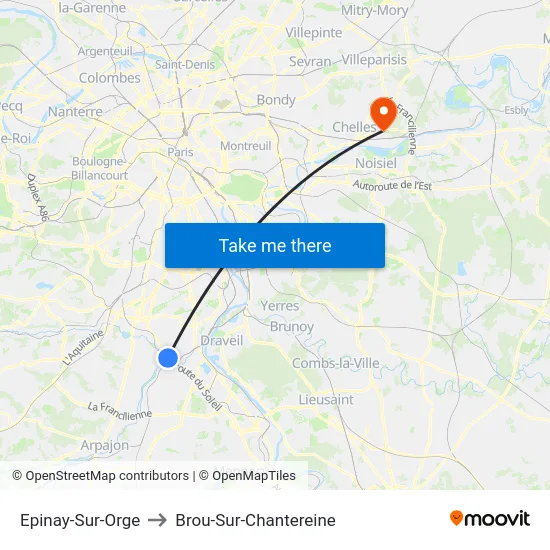 Epinay-Sur-Orge to Brou-Sur-Chantereine map