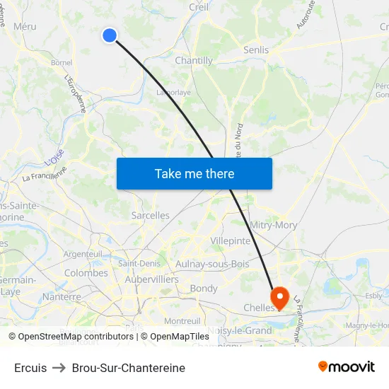 Ercuis to Brou-Sur-Chantereine map