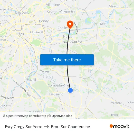 Evry-Gregy-Sur-Yerre to Brou-Sur-Chantereine map