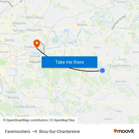 Faremoutiers to Brou-Sur-Chantereine map