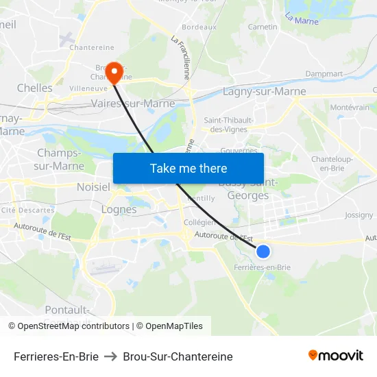 Ferrieres-En-Brie to Brou-Sur-Chantereine map