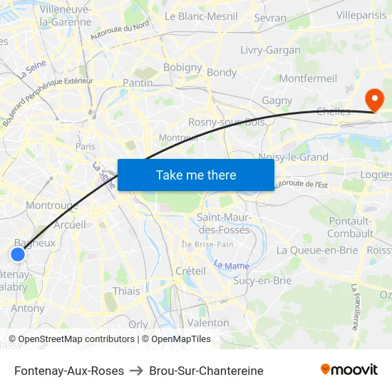 Fontenay-Aux-Roses to Brou-Sur-Chantereine map