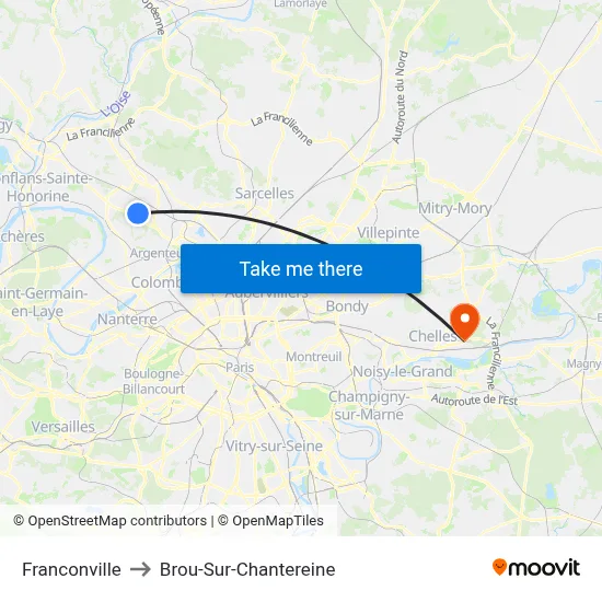 Franconville to Brou-Sur-Chantereine map