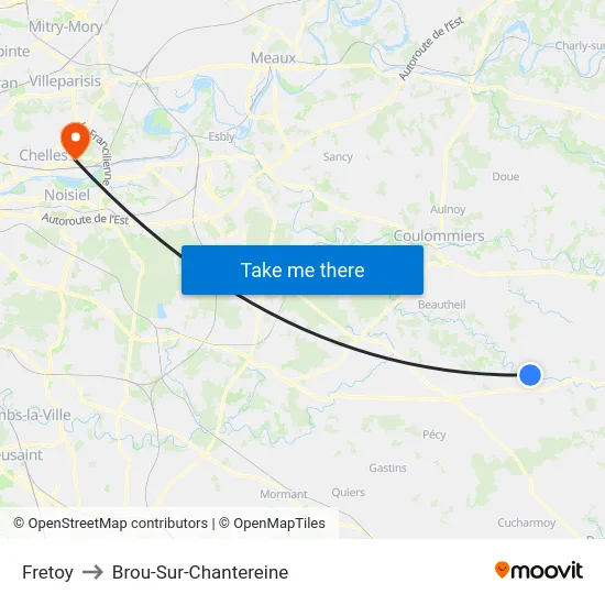 Fretoy to Brou-Sur-Chantereine map