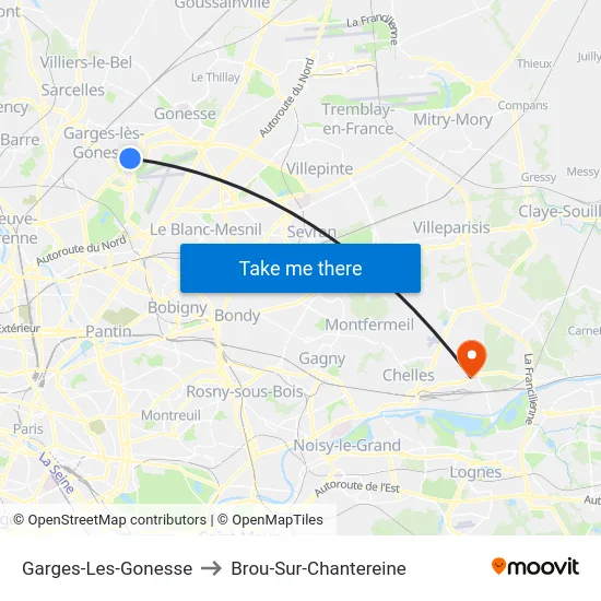 Garges-Les-Gonesse to Brou-Sur-Chantereine map