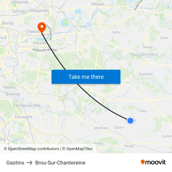 Gastins to Brou-Sur-Chantereine map