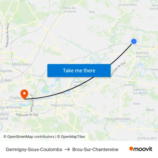 Germigny-Sous-Coulombs to Brou-Sur-Chantereine map