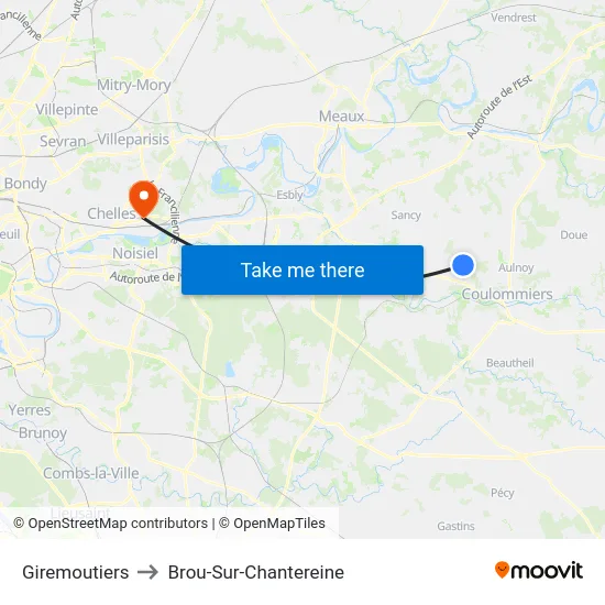 Giremoutiers to Brou-Sur-Chantereine map