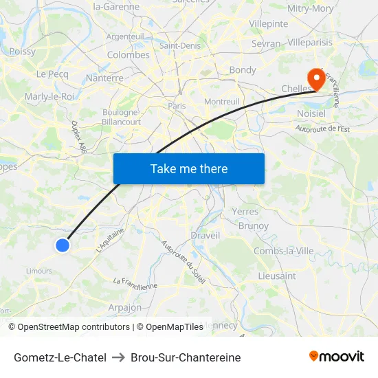 Gometz-Le-Chatel to Brou-Sur-Chantereine map