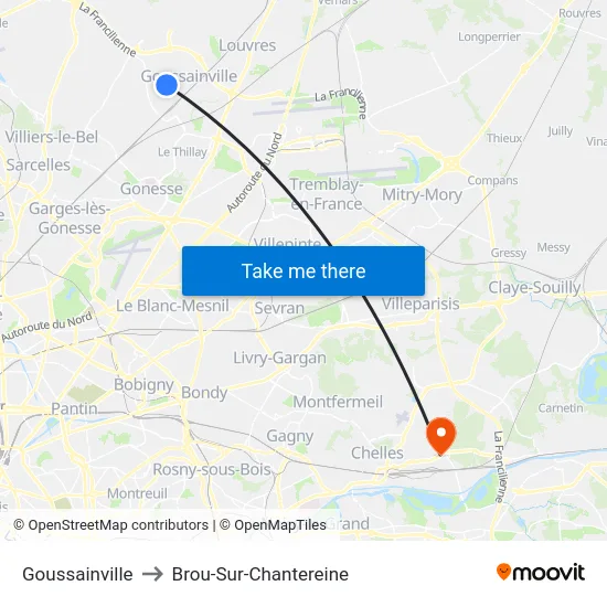 Goussainville to Brou-Sur-Chantereine map