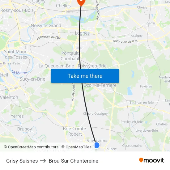 Grisy-Suisnes to Brou-Sur-Chantereine map