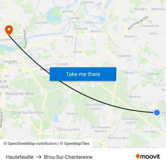 Hautefeuille to Brou-Sur-Chantereine map