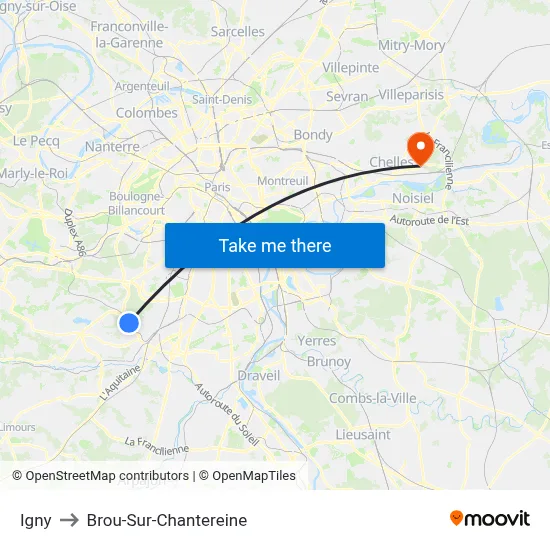 Igny to Brou-Sur-Chantereine map