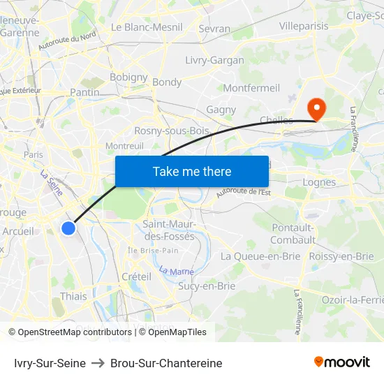 Ivry-Sur-Seine to Brou-Sur-Chantereine map