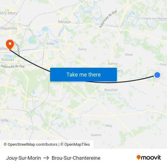 Jouy-Sur-Morin to Brou-Sur-Chantereine map