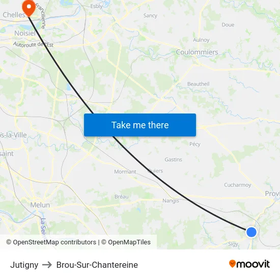 Jutigny to Brou-Sur-Chantereine map